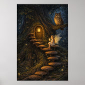 Fairy on Mushroom Staircase-Enchanted Tree House  Poster (Voorkant)