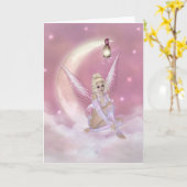 Fairy on the Moon - Fantasy Greeting Card Kaart (Gele Bloem)