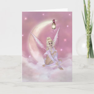 Fairy on the Moon - Fantasy Greeting Card Kaart