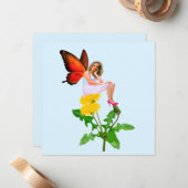 Fairy on White Paardebloemen Note Kaart Notitiekaartje (Voorkant / Achterkant in situ)