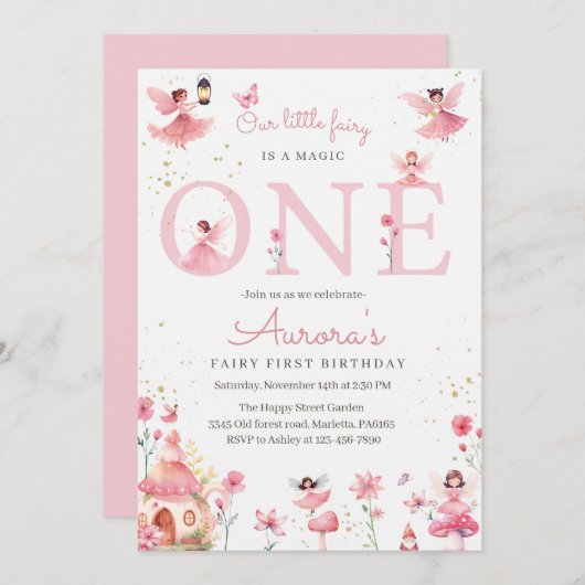 Fairy One Invitation for Birthday Magical Party  Kaart (Voorkant / Achterkant)
