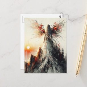 Fairy op een berg bij zonsondergang briefkaart