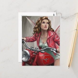 Fairy op een motorfiets briefkaart