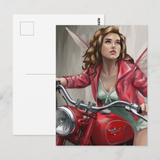 Fairy op een motorfiets briefkaart (Voorkant / Achterkant)