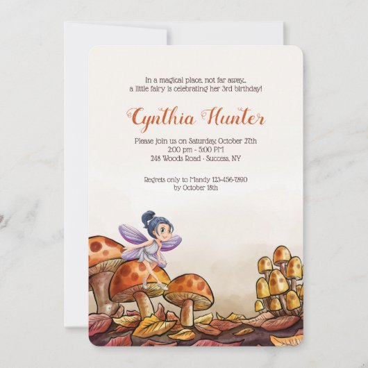 Fairy op een paddenstoel uitnodiging (Voorkant)