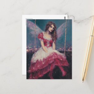 Fairy op een schommel briefkaart