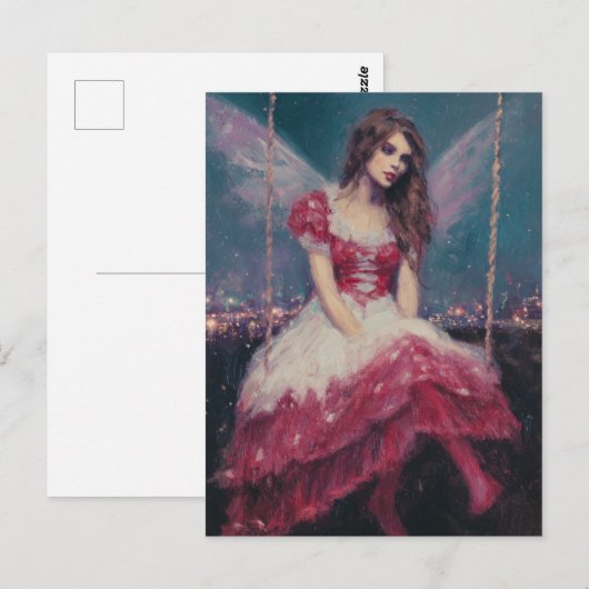 Fairy op een schommel briefkaart (Voorkant / Achterkant)