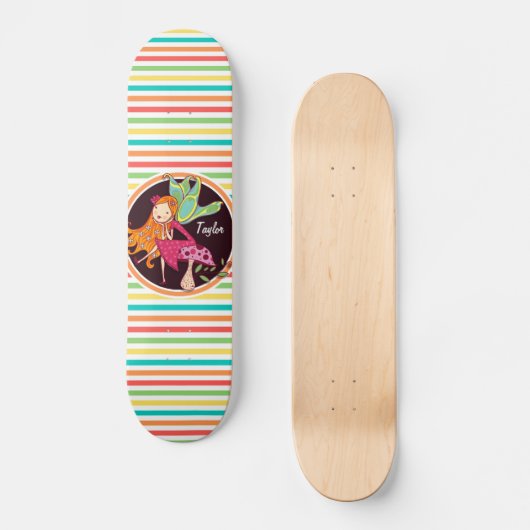 Fairy op heldere regenboogstrepen skateboard (Voorkant)