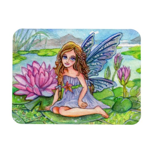 Fairy op Lily Pad Magneet (Horizontaal)