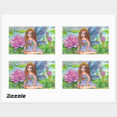 Fairy op Lily Pad Rechthoekige Sticker (Vel)