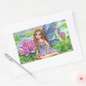 Fairy op Lily Pad Rechthoekige Sticker (Envelop)