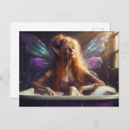 Fairy Oudere Vrouw in het Bubblebath Briefkaart (Voorkant / Achterkant)