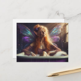 Fairy Oudere Vrouw in het Bubblebath Briefkaart
