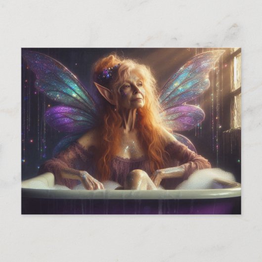 Fairy Oudere Vrouw in het Bubblebath Briefkaart (Voorkant)