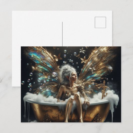 Fairy Oudere Vrouw in het Bubblebath Briefkaart (Voorkant / Achterkant)