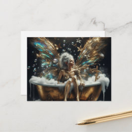 Fairy Oudere Vrouw in het Bubblebath Briefkaart
