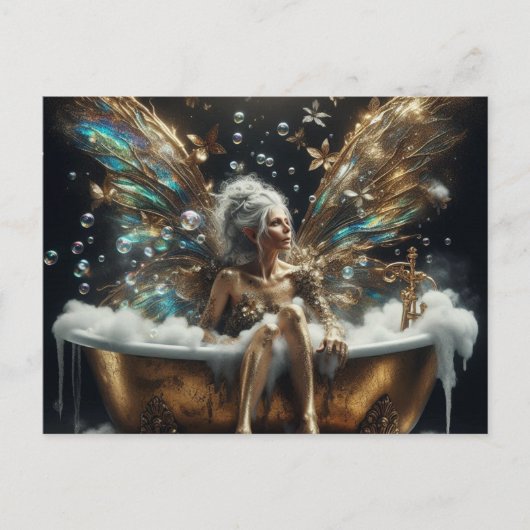 Fairy Oudere Vrouw in het Bubblebath Briefkaart (Voorkant)