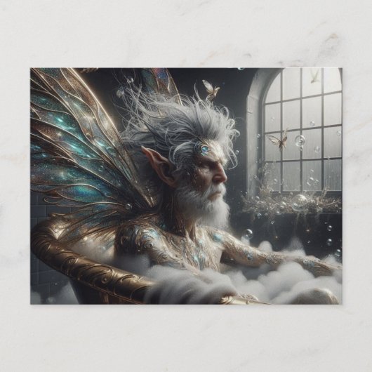 Fairy ouderling man met grijs haar in het gouden b briefkaart (Voorkant)