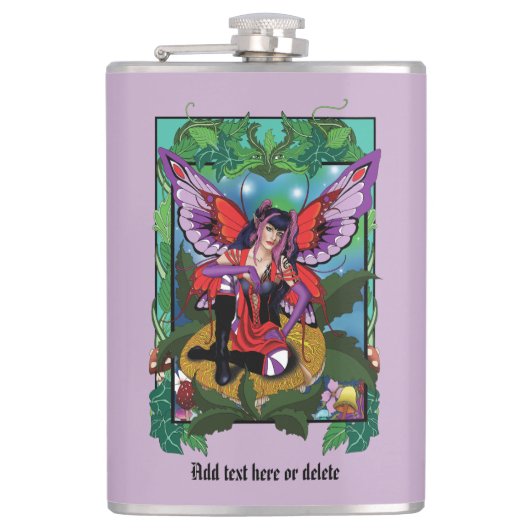 Fairy Paarse rode paddenstoel gotisch Heupfles (Voorkant)