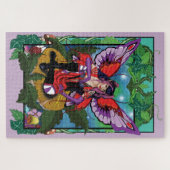 Fairy Paarse rode paddenstoel gotisch Legpuzzel (Horizontaal)