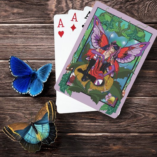 Fairy Paarse rode paddenstoel gotisch Pokerkaarten