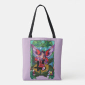 Fairy Paarse rode paddenstoel gotisch Tote Bag (Achterkant)