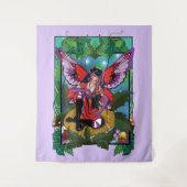 Fairy Paarse rode paddenstoel gotisch Wandkleed (Voorkant)