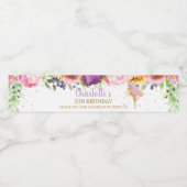 Fairy Paarse Roze Bloemen Baby shower Verjaardagsw Waterfles Etiket (Enkel label)