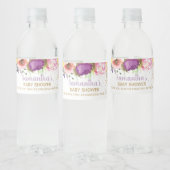 Fairy Paarse roze bloemig Baby shower Verjaardag Waterfles Etiket (Flessen)