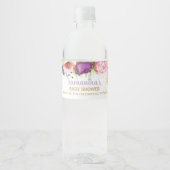 Fairy Paarse roze bloemig Baby shower Verjaardag Waterfles Etiket (Voorkant)