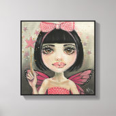 Fairy Painting, Fairy in polka dots, roze fee Canvas Afdruk (Voorkant)