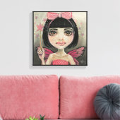 Fairy Painting, Fairy in polka dots, roze fee Canvas Afdruk (Insitu (Woonkamer))