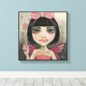 Fairy Painting, Fairy in polka dots, roze fee Canvas Afdruk (Insitu (Houten vloer))