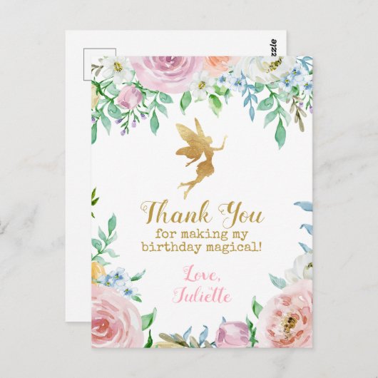 Fairy Party Bedankt dat je Kaarten post (Voorkant / Achterkant)