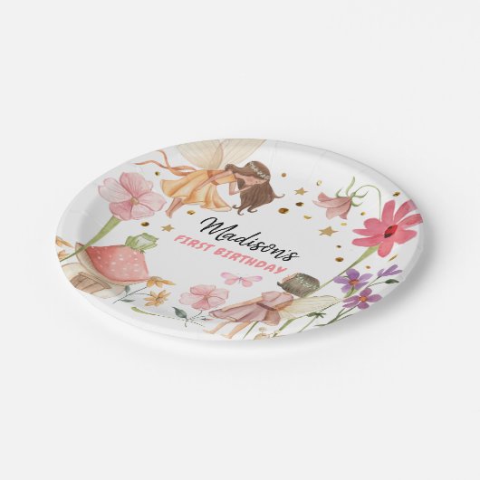 Fairy Party Enchanted Forest Garden Fairy Birthday Papieren Bordje (Gekanteld)