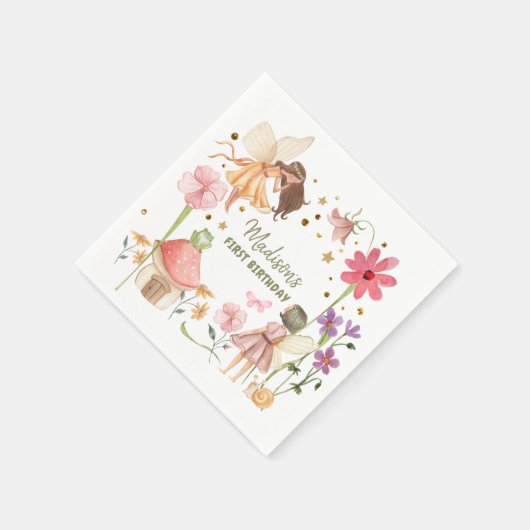Fairy Party Enchanted Forest Garden Fairy Birthday Servet (Hoek)