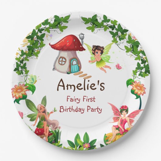 Fairy Party Enchanted Garden Magic Fairy Birthday Papieren Bordje (Voorkant)
