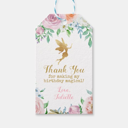 Fairy Party Favor Labels, Fairy Dank u Labels Cadeaulabel (Voorkant)