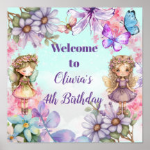 Fairy Party Garden Fairy Birthday WelkomstPoster
