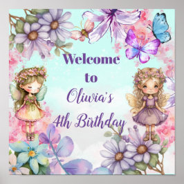 Fairy Party Garden Fairy Birthday WelkomstPoster Poster