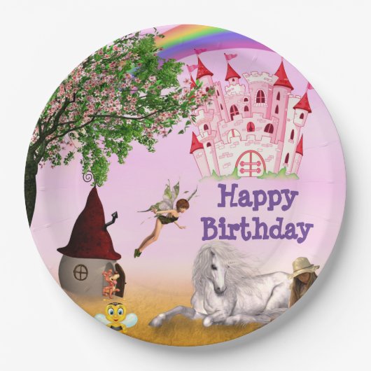 Fairy Party Papier Bord 9" Kleurrijk (Voorkant)