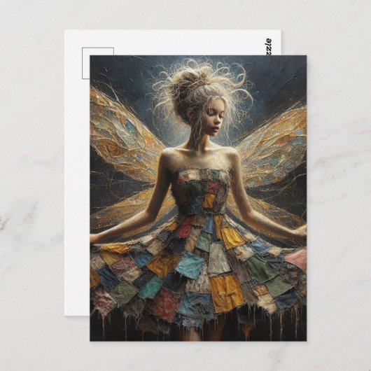 Fairy Patchwork jurk Briefkaart (Voorkant / Achterkant)