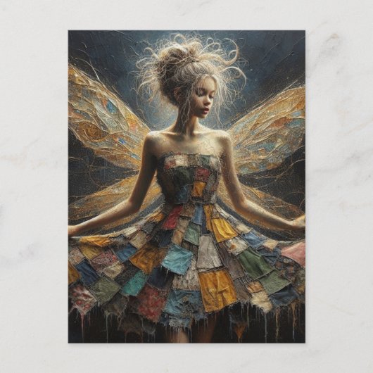 Fairy Patchwork jurk Briefkaart (Voorkant)