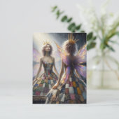 Fairy Patchwork jurk en een gouden kroon Briefkaart (Staand voorkant)