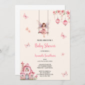Fairy Pink Babyshower uitnodiging (Voorkant / Achterkant)