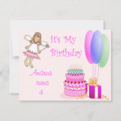 Fairy Pink Birthday Invites Kaart (Voorkant)