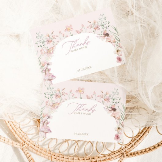 Fairy Pink Floral Meisjes Verjaardag Bedankkaart