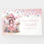 Fairy pink forest Happy Birthday  backdrop banner (Horizontaal)