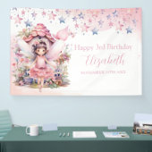 Fairy pink forest Happy Birthday  backdrop banner (Beurs)