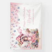 Fairy pink forest Happy Birthday  backdrop banner (Verticaal)